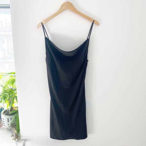 Forever 21 Black Slinky Silky Mini Dress Size Small - Picture 1 of 7